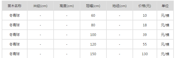 1.8米的冬青球价格是多少?80公分的冬青球多少钱?